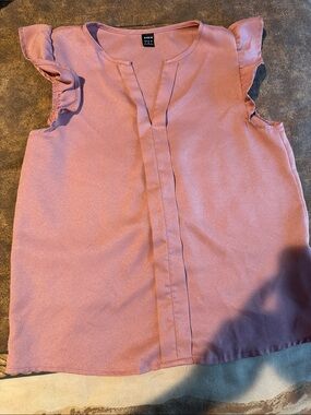 SHEIN Dusty Rose Ruffled Sleeve Blouse
